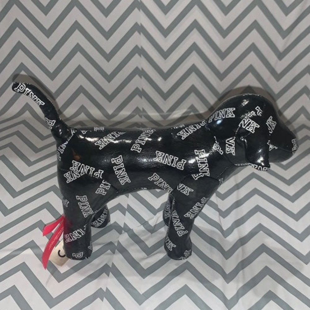 Victoria's Secret Pink Faux Leather Plush Dog 8"